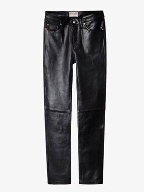 Zadig & Voltaire Black Lambskin Leather Pants Size 40 Slim Fit UNISEX
